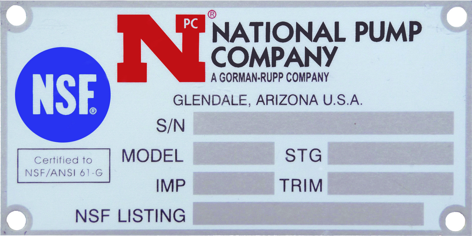 Looking for NSF Certified Pumps? National Pump Company